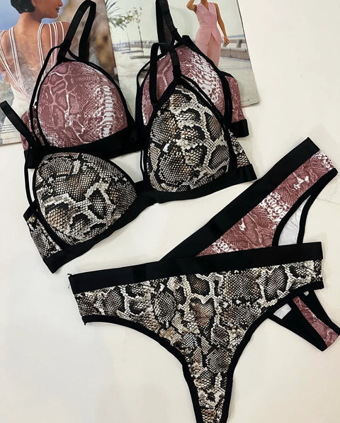 Snake Print Bra and Panty Set