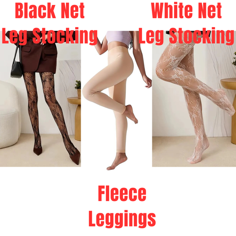 2 Classic Fishnet Floral Leg Stockings for Women+Koa Nude Winter Warm Leggings for Women-Combo Deal Deal 11