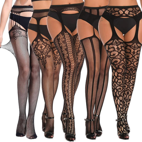 Fishnet Thigh for Women with Garter Belt Set & Suspender Pantyhose Leg Stockings
