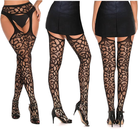 Fishnet Thigh for Women with Garter Belt Set & Suspender Pantyhose Leg Stockings