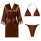 Bridal Silk Satin Bra and Panty Set with Short Robe Gown