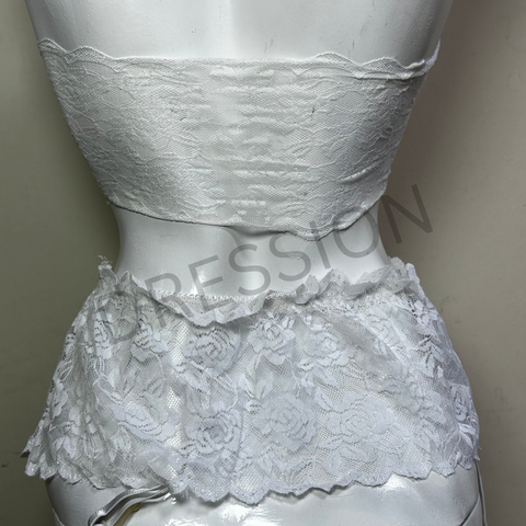 2 PCs Babydoll Nighty with Strapless Top and Garter Belt Skirt for Women