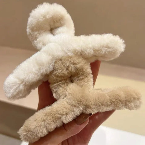 Fur Hair Claw Clips Strong Grip Stylish Winter Hair Accessory