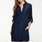 Autumn Women's Long Sleeve Denim Dress V-Neck Blue Washed Casual Mini Dress Plus Size