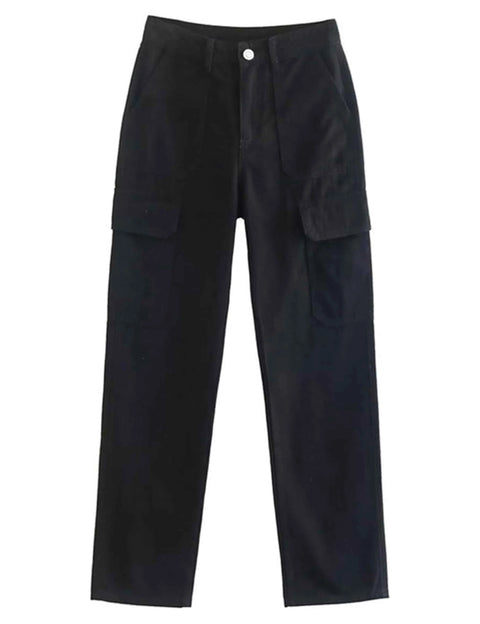 Cargo Pants Women with Side Patch Pockets Straight
