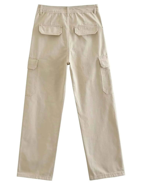 Cargo Pants Women with Side Patch Pockets Straight