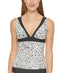 Dkny Women Printed Tankini Top Swimsuit White