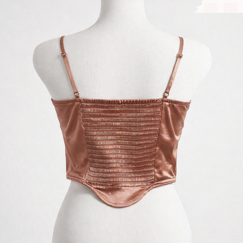 Solid Pleated Satin Crop Top with Padded Bra