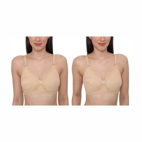 Women Bunyani Stuff Full Coverage Non-Padded Non-Wired Adjustable Straps Everyday Bra Pack of 2