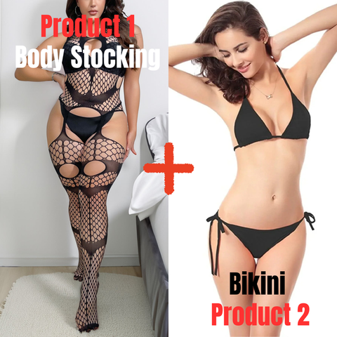 1 Full Body Stockings+ Black Bikini Combo Deal 3