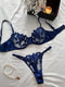 Floral Embroidery Thin Transparent 2 Pcs Sensual Bra & Panty Set