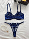 Floral Embroidery Thin Transparent 2 Pcs Sensual Bra & Panty Set