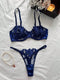 Floral Embroidery Thin Transparent 2 Pcs Sensual Bra & Panty Set