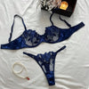 Floral Embroidery Thin Transparent 2 Pcs Sensual Bra & Panty Set