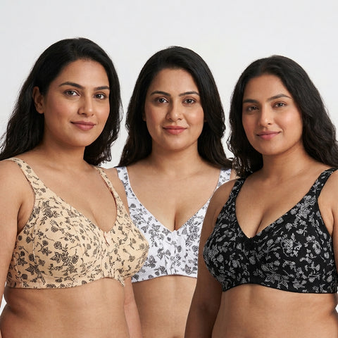 Pack of 3 Premium Bunyani Cotton Wireless Comfort Bra
