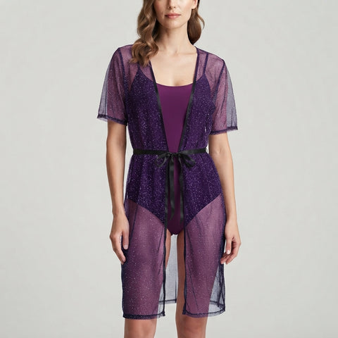 New Fashion Net Fabric Front Closure Gown for Women