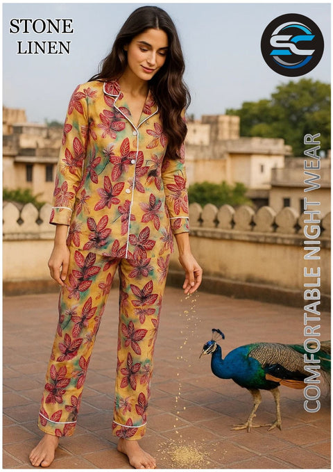 2 PCs Spring Flowery Pattern Night Dress