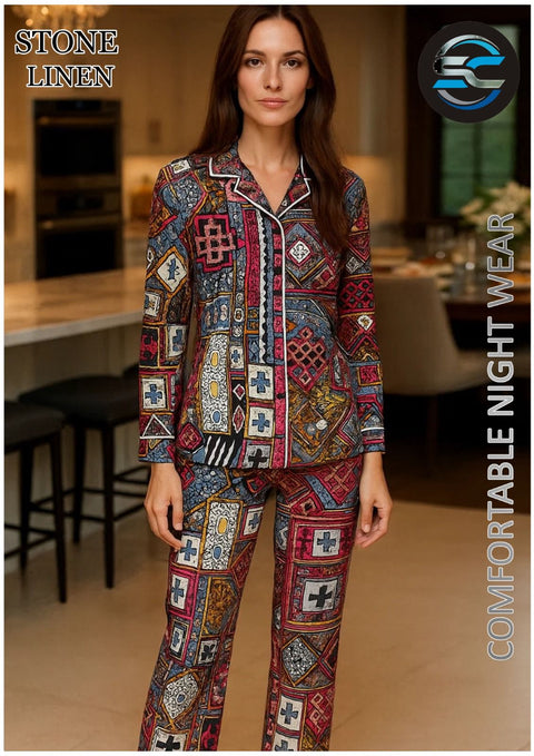 2 PCs Funky Geometric Pattern Night Dress