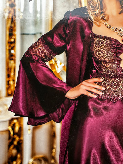 3 Pcs Yani Bridal Nighty with Stylish Bell Bottom Sleeves for Brides