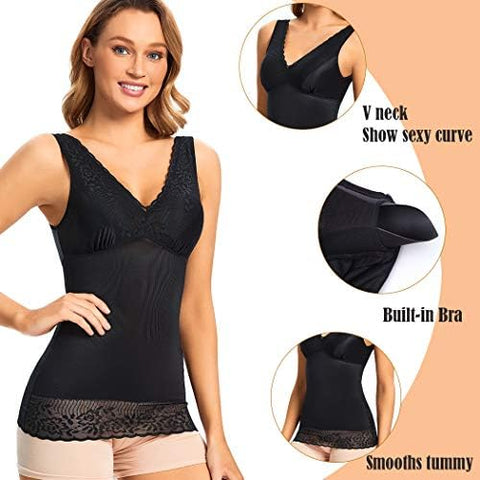 Joyshaper Cami Tank Top Lace V Neck Slimming Tummy Control Camisole