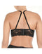 Losha Lace & Mesh Nylon Push up Bra With Garter Belt & Thong-Black