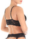 Losha Lace & Mesh Nylon Push up Bra With Garter Belt & Thong-Black