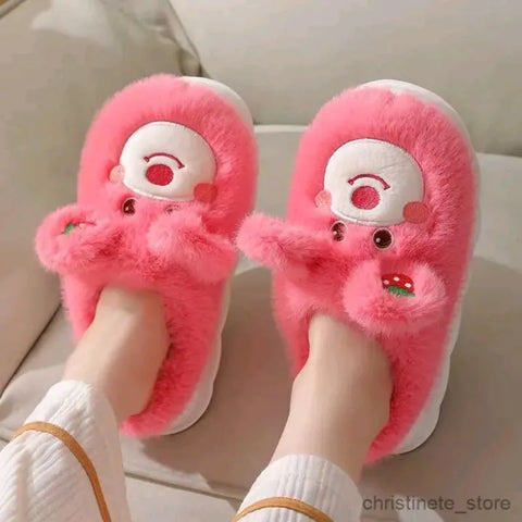 Women’s Fluffy Memory Foam Warm Plush Anti-Slip Indoor Slippers