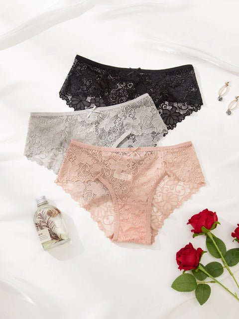 Sexy Sheer Lace Low-Rise Panty Set
