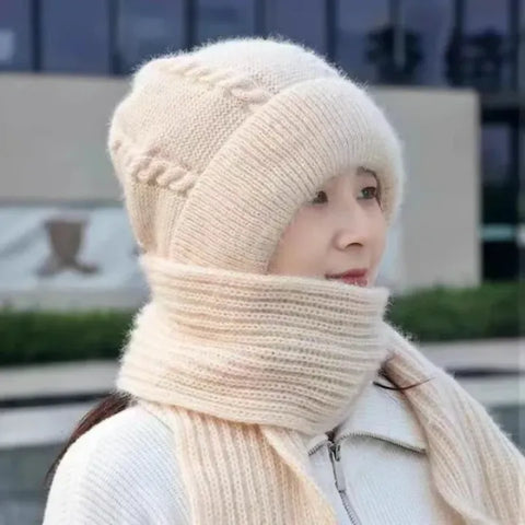 Warm Woolen Beanie & Long Scarf Set for Women