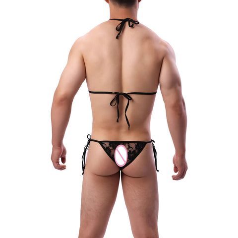 Men’s Lace Bra & Thong Set
