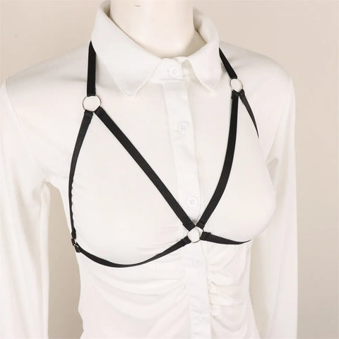 Hollow Out Cupless Straps Harness Bra