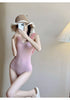 Women 1 Pcs Korean Y2K Backless Slim Swimsuit