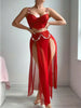 2 Pcs Sheer Chain Bodycon Lingerie Dress