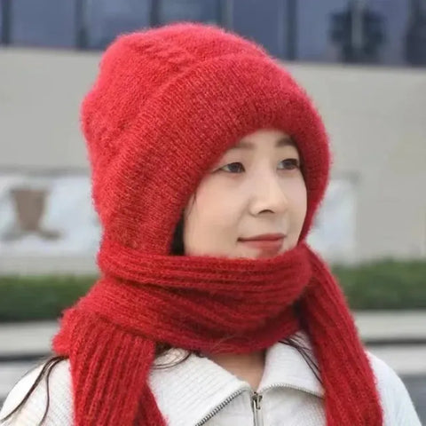 Warm Woolen Beanie & Long Scarf Set for Women
