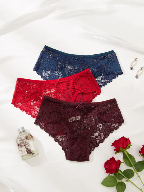 Sexy Sheer Lace Low-Rise Panty Set