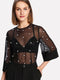 SHEIN Pearl Embellished Texture Sheer Blouse and Glittery Tights