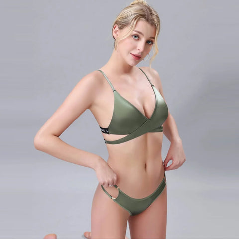Satin Cross Body Bridal Bra & Panty Set for Women