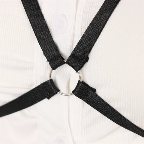 Hollow Out Cupless Straps Harness Bra