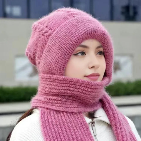 Warm Woolen Beanie & Long Scarf Set for Women