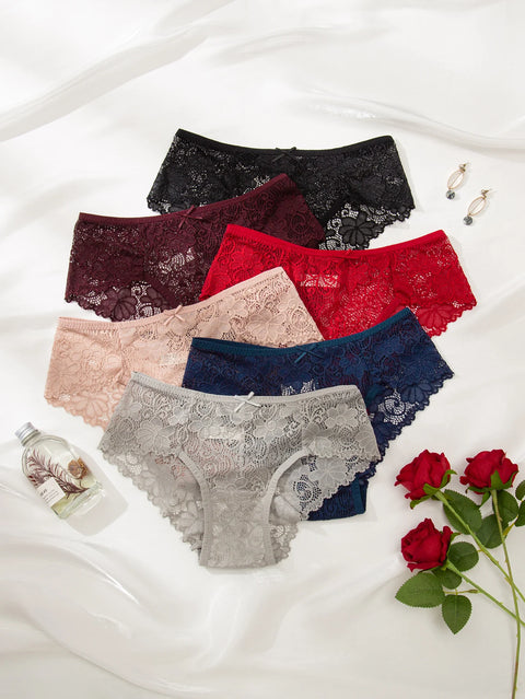 Sexy Sheer Lace Low-Rise Panty Set