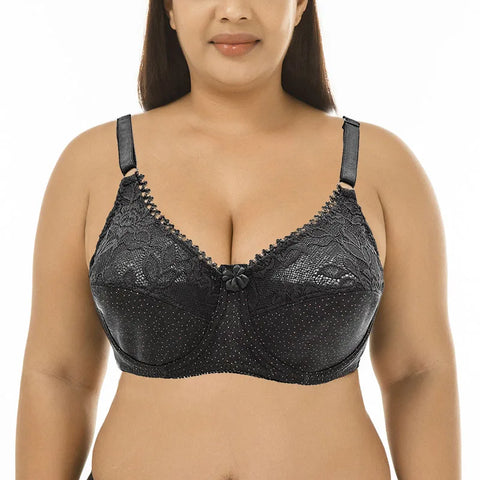 Floral Lace Non-Padded Full Cup Soft Cotton Bra