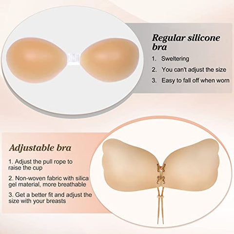 Sticky Bra, Backless Strapless Bra Push Up, Adhesive Invisible Lift Up Bra