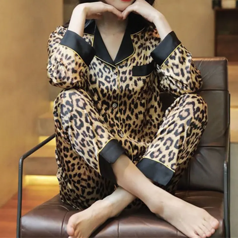 Leopard Print Shamooz Silk Loungewear Set