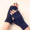 Women Fleece Fur Fuzzy Half-Fingers Winter Warm Plush Gloves