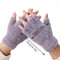 Women Fleece Fur Fuzzy Half-Fingers Winter Warm Plush Gloves