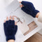 Women Fleece Fur Fuzzy Half-Fingers Winter Warm Plush Gloves