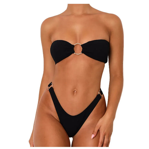 Wrap Around 2 PCs Bikini with Steel Rings