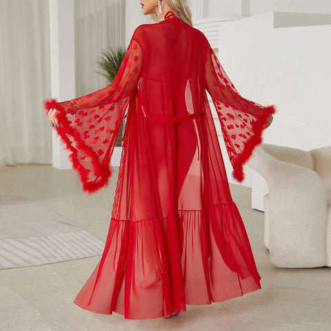 2 Pcs Mesh Sleepwear Women Open Cardigan Summer Season