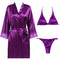 Bridal Silk Satin Bra and Panty Set with Short Robe Gown