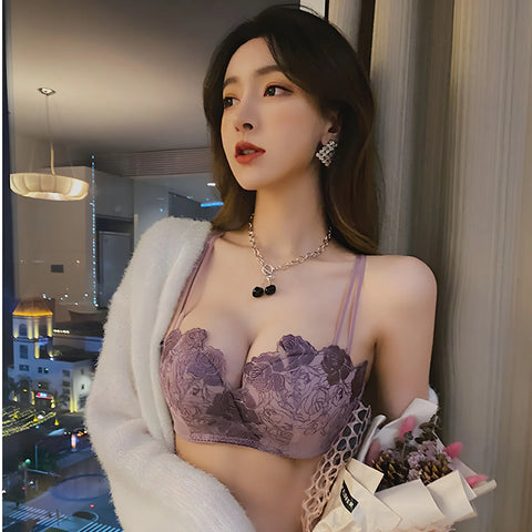 Flower Pattern Padded Bra